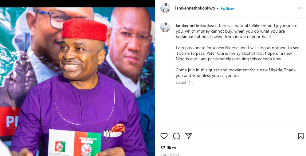 Actor Kenneth Okonkwo Defects To Labour Party After He Dumped Apc